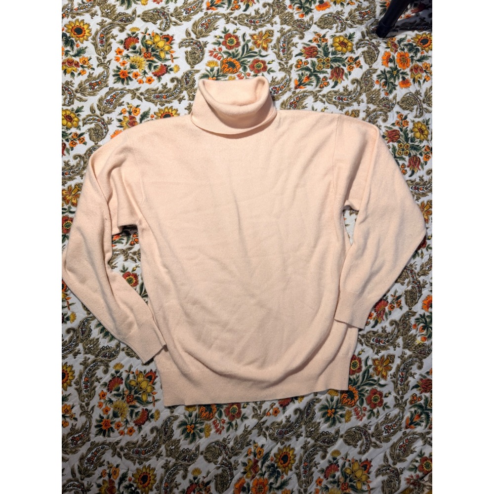 Country Shop Cashmere Vintage 100% Pure Cashmere Turtleneck Sweater tan L